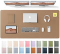 YSAGi Leather Desk Pad Protector, Office Desk Mat, Large Mouse Pad, Non-Slip PU Leather Desk Blotter, Laptop Desk Pad, Waterproof Desk Writing Pad for Office and Home (Khaki,55" x 24")