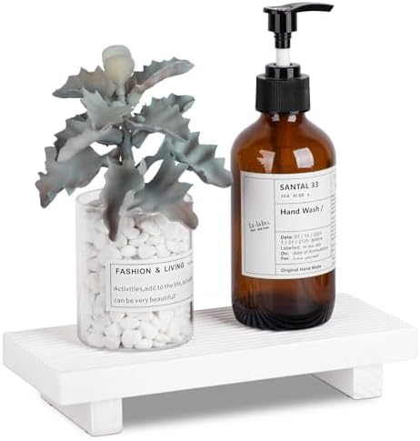 Bathroom Tray Farmhouse Decor Kitchen Soap Holder, 8.7" * 3.6" White