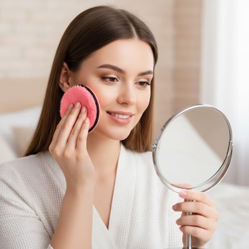 5 Pcs Reusable Cotton Rounds for Face Soft Makeup Remover Pads Washable Makeup Remover Cloth Double-Sided Reusable Makeups Removers Pads for Facial Cleansing 5 Colors