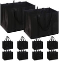 DIOMMELL Set of 10 Reusable Grocery Bags Extra Large Foldable Heavy Duty Shopping Tote Produce Bag with Reinforced Handles, Black