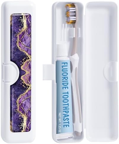 Toothbrush Travel Case - Colorful Pattern, Holder and Covers for Toothbrushes, Includes Tongue Scraper Case
