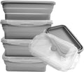 Cocina Vida Collapsible Silicone Food Storage Containers with Airtight Lids | Kitchen Stackable Lunch Box Microwave Dishwasher Safe| Set of 4 Silicone Food Storage Containers