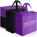 Reginary 100 PCS Non Woven Tote Bags Bulk,Black & Purple