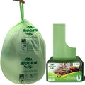 10-13 Gallon Compostable Trash Bags with Handles Tie 30 Bags Biodegradable Garbage Bags Food Scrap Green Waste Bags Thick 0.87 Mil 49.21 Liter ASTM D6400, US BPI and OK Compost Home Certified