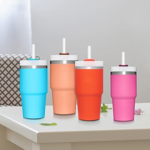 6 PCS Replacement Straws for Stanley|Owala|Simple Modern 40oz 30oz Tumbler, Reusable Clear Drinking Straws with Cleaning Brush for Stanley Cup Accessorie，BPA Free, Dishwasher Safe