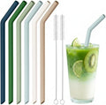 NiHome 6-Pack Wide Reusable Bent Silicone Straws for Smoothies, Milkshake