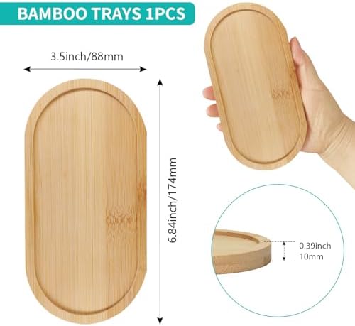 1Pc Bamboo soap Dispenser Tray, Bathroom Countertop Tray Kitchen Trays Sink Dresser Jewelry Ring Dish, Comestic Holder Bathtub Organizer, Ideal for Jewelry, Cosmetics, and Small Items (1)
