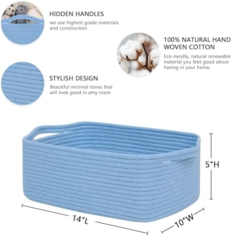 CubesLand Cute and Durable Small Cotton Rope Basket for Organizing