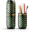 Travel Toothbrush and Toothpaste Case: 2 in 1 Toothbrush Travel Case with Rinse Cups, Dustproof Toothbrush Holder for Traveling, Camping, School Dorm, Office, Gym, Business Trip