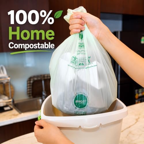 ANECO 100% Compostable Food Waste Bags 3 Gallon, 100 Count