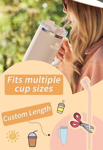 Doboli 12 Pack Replacement 12&13 inch Long Silicone Straw With Straw Cover,Compatible with Stanley 40 oz 30 oz Cup Tumbler, Reusable Straws with Cleaning Brush,for Stanley Tumbler Accessorie