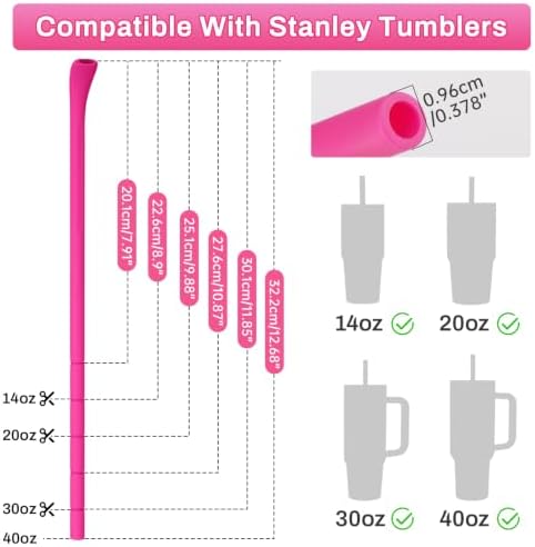 NiHome 6PCS Silicone Anti-Wrinkle Straws Fit for Stanley 40oz 30oz Tumblers