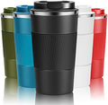 YINJOYI 17oz Travel Coffee Cups Insulated Mug Thermal Tumbler to Go with Lid Leak Proof Reusable Stainless Steel Coffee Mug Spill Proof for Hot and Iced Cold Drinks (Black, 510ml)