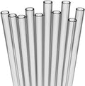 Fiesta First 10 Short Clear Straws - Hard Semi-transparent Plastic Reusable Drinking Straws + Sturdy Cleaning Brush - for Cocktails, Small Cups, Kids Drinks - Dishwasher Safe BPA Free