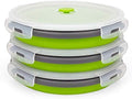 CARTINTS 1200ml Large Collapsible Meal Prep Containers, Reusable Silicone Food Storage Containers, Stackable Fridge Storage Containers, With Leakproof Lids, Microwave and Freezer Safe, Green