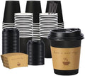 Lamosi 100 Pack 10 oz Coffee Cups, Disposable To Go Paper Cups with Lid