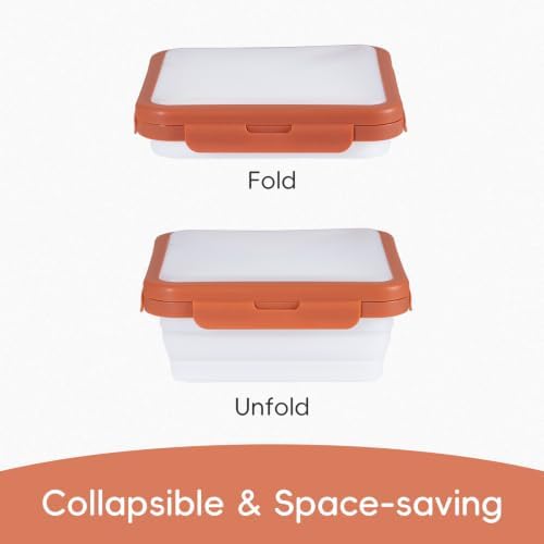 Reusable Silicone Food Storage Container with Lid Avocado Saver(6.5 cups/0.4 gal), Onion Keeper, Foldable Silicone Kitchen Organizers for Fridge