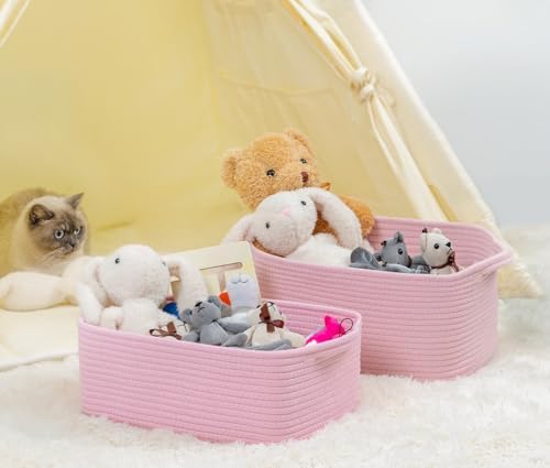 CubesLand Cube Storage Organizer Basket Bin, Cotton Rope Shelves Basket