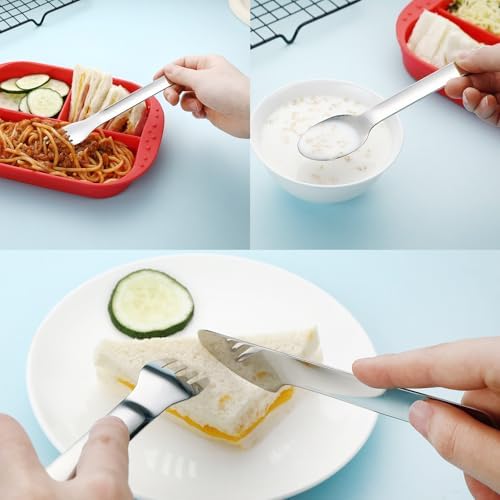 DEVICO Utensils for Lunch Box, 4Pcs Travel Silverware Set with Case, Blue