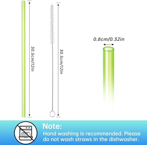 NiHome 12-Pack Plastic Reusable Straws Fit for Stanley 40 30 64 oz Tumbler