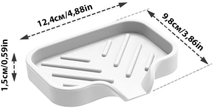 2 Pcs White Silicone Self Draining Rectangular Soap Dishes - Waterfall Soap Trays - Soap Dishes for Bar Soap - Soap Boxes - Soap Case - Soap Container - Soap Pads - Kitchen Sink - Shower - Bathroom !