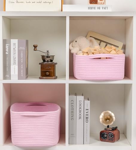 CubesLand Cute and Durable Small Cotton Rope Basket for Organizing