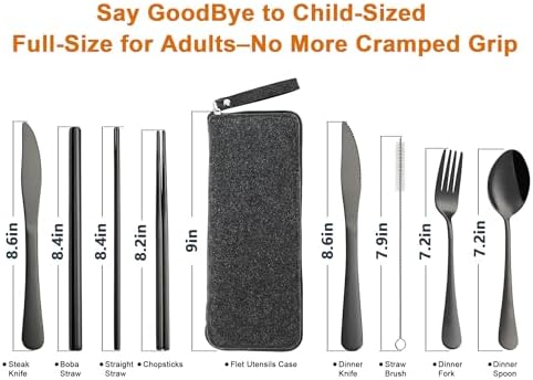 DEVICO Camping Utensils, Stainless Steel Travel Silverware Set with Case