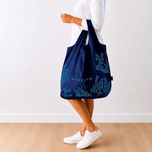 5 Pack in a Carry Pouch, Large Foldable Reusable Grocery Shopping Tote Bags
