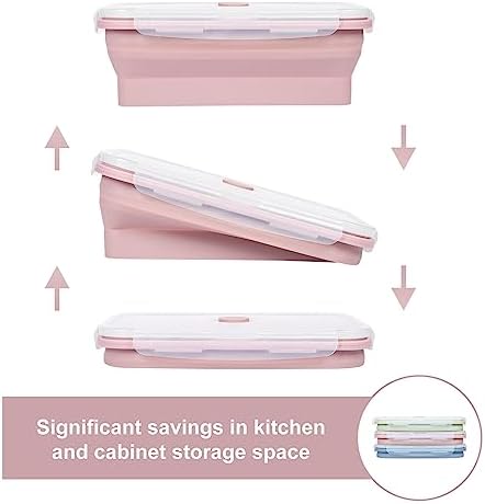 KIGI 【3 PACK】 27 OZ Collapsible Silicone Food Storage Containers with Lids Meal Prep Containers Bento Box, BPA FREE, Microwave Safe