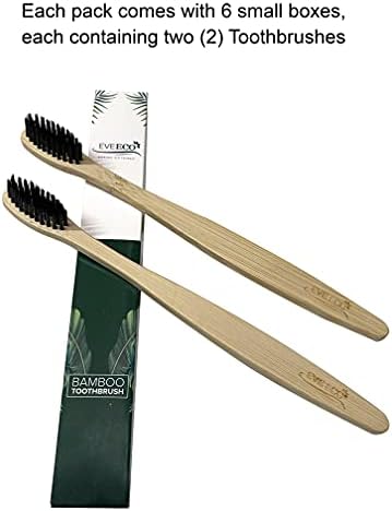 12 Count I Bamboo Toothbrush I Soft Bristles Best for Sensitive Gums I Charcoal I Vegan I Natural Wood I BPA Fee I Recyclable I Compostable I Biodegradable | Environmentally Friendly