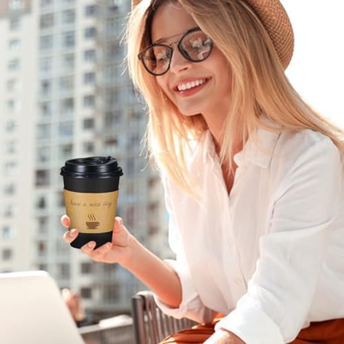 Lamosi 12 oz Coffee Cups 50 Pack, Disposable To Go Paper Cups with Lid