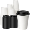 YEEHAW 12 oz 100 Pack White Disposable Coffee Cups with Lids