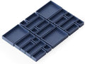 SpaceAid 21-Piece Bamboo Drawer Organizer Storage Boxes Set, Wood Tray Junk Drawer Organizers Multi-Use Divider Bins for Kitchen, Bathroom, Office Desk and Makeup Organization (21 Pack, Navy Blue)