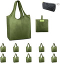 BeeGreen Dark Green Reusable Grocery Bags Bulk 10 Packs, Kitchen Reusable Shopping Bags 50LBS Large, Machine Washable Durable, Easily Foldable with a Storage Bag