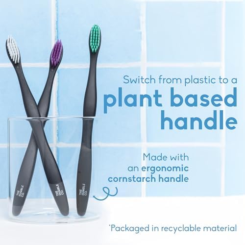 The Humble Co. Plant-Based Soft Bristle Toothbrushes, Black (5 Pack)