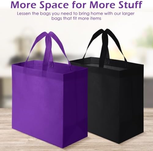 Reginary 100 PCS Non Woven Tote Bags Bulk,Black & Purple