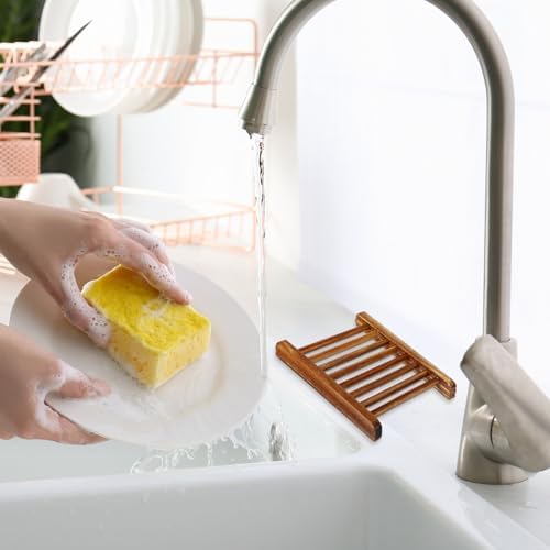 Sawysine 50 Pcs Bamboo Soap Holder Self Draining,Charcoal and Wood Color