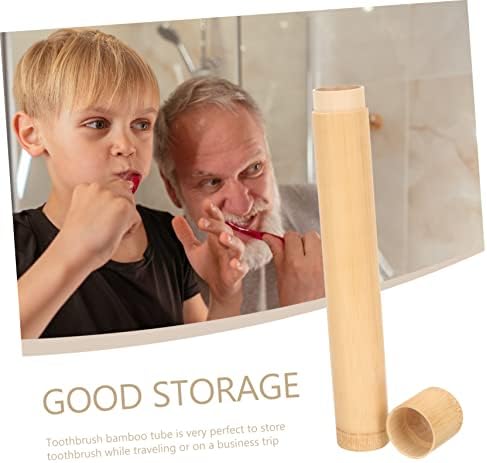SHOWERORO Bamboo Portable Toothbrush Holder Outdoor Toothbrush Container for Travel Camping and Home Use Design for Toothbrushes