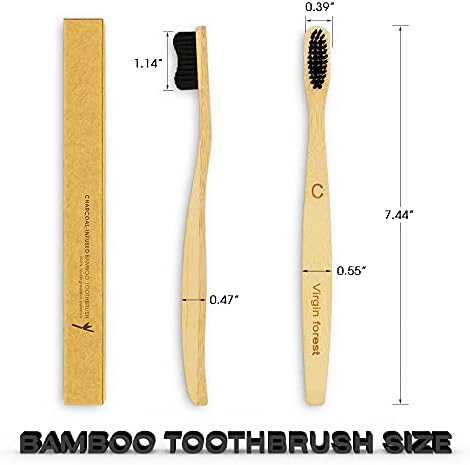 Virgin Forest Bamboo Toothbrushes 6pk, Charcoal Bristles BPA Free Eco