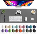 Aothia Faux Leather Desk Mat - Large Mouse Pad, Non-Slip PU Leather Blotter, Waterproof Writing Surface for Office and Home (Grey, 42" x 17")