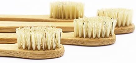 Gaia Guy Bamboo and Boar Bristle Toothbrush (4 Pack) + Travel Case & Silk Dental Floss | 100% Compostable Bristles and Floss | Eco-Friendly Dental Set | Biodegradable & Compostable Wooden Toothbrushes