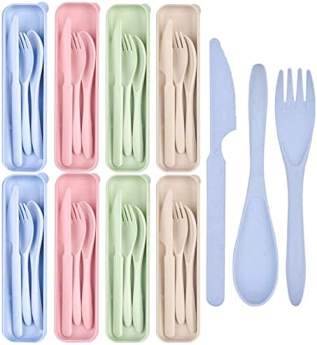 8 Sets Portable Cutlery Set,Reusable Travel Utensils with Case