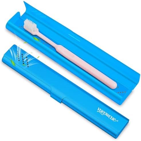 Toothbrush Case Cover for Traveling, Aluminum Toothbrush Holder for Manual Toothbrush + Mini Toothpaste, Portable Tooth Brush Storage Box for Camping Business Trip-Blue (1 Pack)
