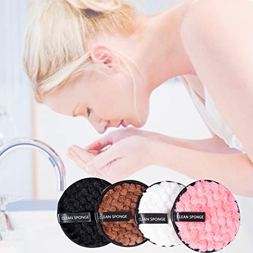 Reusable Soft Makeup Remover Pads for All Skin - 4 pack Microfiber Face Rounds Wipes Heavy Mascara Eye Shadow Facial Cleansing Puffs Foundation, Washable Removal Cloth, Chemical Free