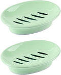WYOK 2-Pack Soap Dish Plastic Soap Holder with Drainage for Shower (Green)