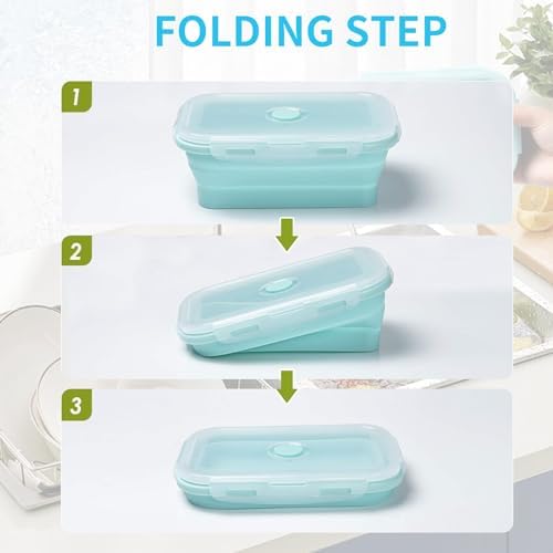 2 Pcs Collapsible Food Storage Containers with Lids and Vent, Silicone Food Storage Containers, Microwave Freezer Dishwasher Safe