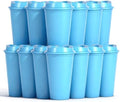16oz Reusable Plastic Coffee Cups with Lids, 13 Pack, Blue