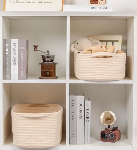 CubesLand Cute and Durable Small Cotton Rope Basket for Organizing