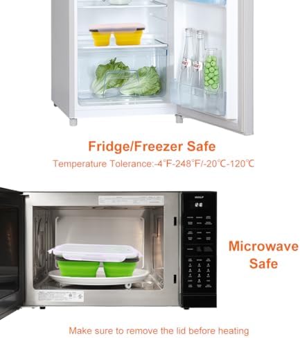 Set of 3 Collapsible Silicone Bento Lunch Boxes With Lids Spoon Fork, Divided Compartments Food Storage Containers, Safe in Microwave, Dishwasher and Freezer, BPA Free (Assorted 3PCS)