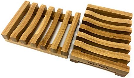Bamboo Soap Dish, 2pc Rectangular, Light Brown, 3.4 x 4.5 inches, 0.14 pounds, Bathtub